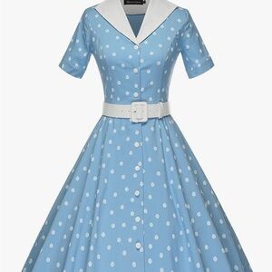 1950s polka dot dress with belt